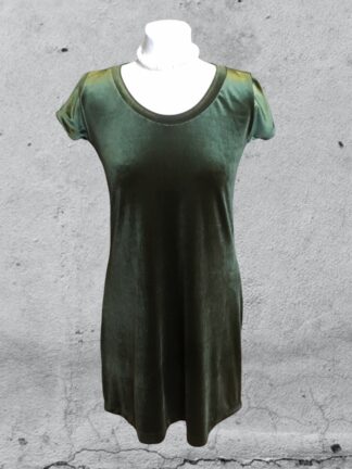 T-Shirtkleid „Kerstin 2.0“ Samt - waldgrün